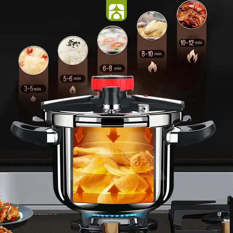 Tempos de cozimento: 3-5min para sopas, 5-6min para arroz, 6-8min para feijão, 8-10min para carne, 10-12min para feijoada