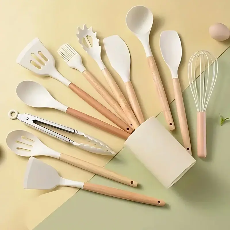 Kit de utensílios de silicone branco